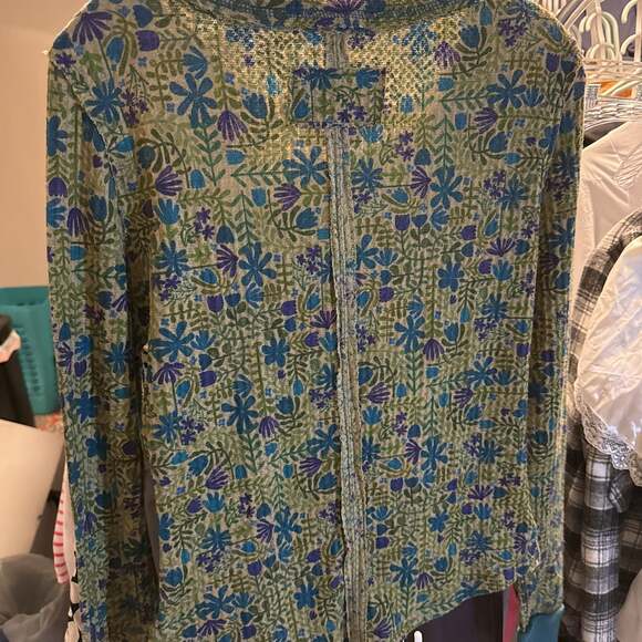 Natural Life Floral Waffle Knit Long Sleeve Top - Picture 3 of 3